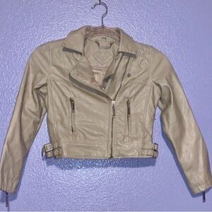 JouJou faux leather zip up cropped Moto leather jacket
